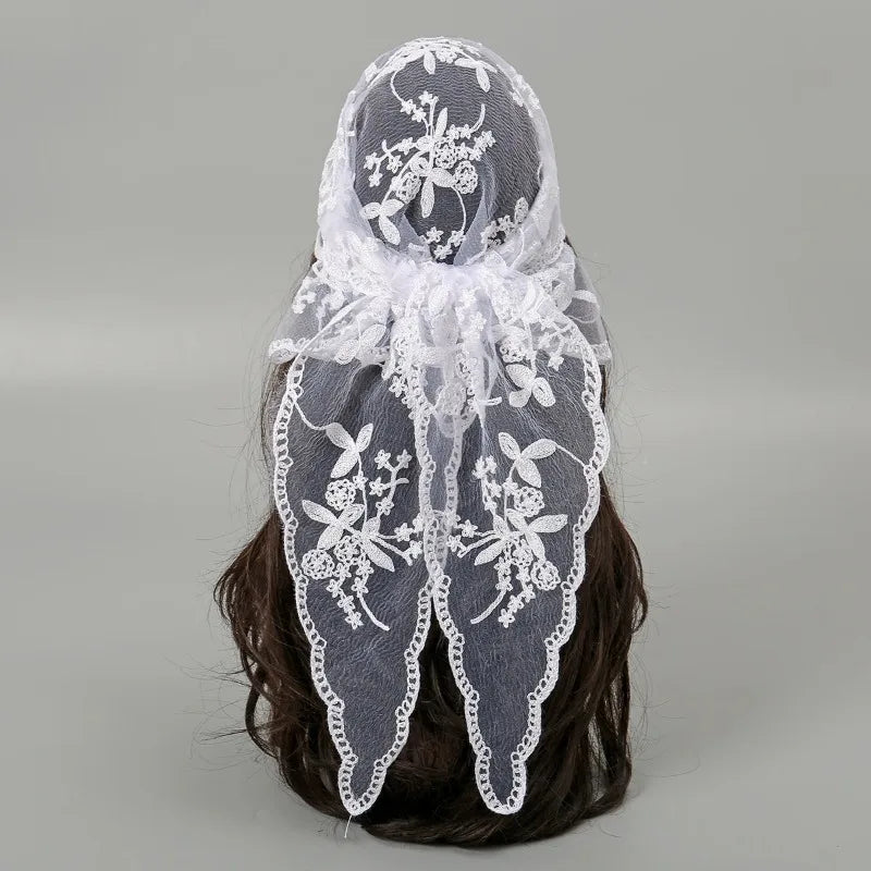 Fashion Ins Lace Hair Scarf Women Retro Triangle hair Bands