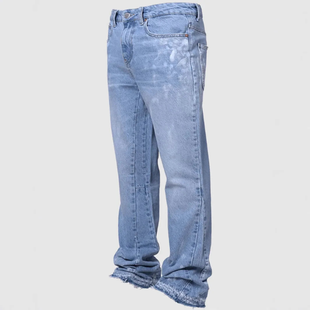 Jeans Men Vintage Straight Pants Mid Waist