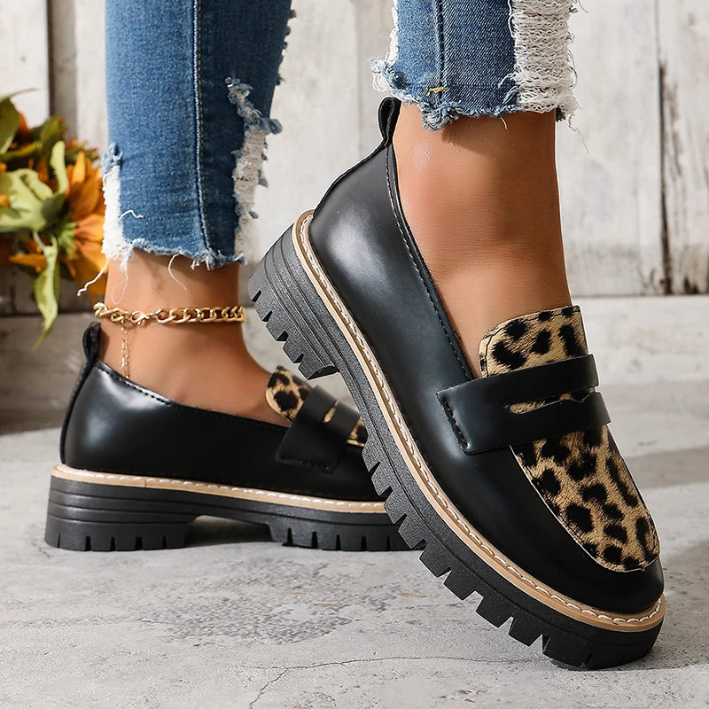 Women Loafers Leopard Print Casual Shoes