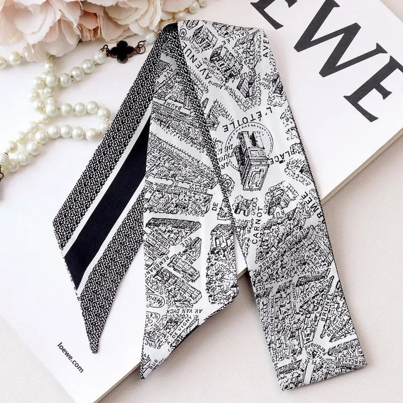 Ladies Silk Neck Scarf Small  Silk Ribbon Ring Scarfs