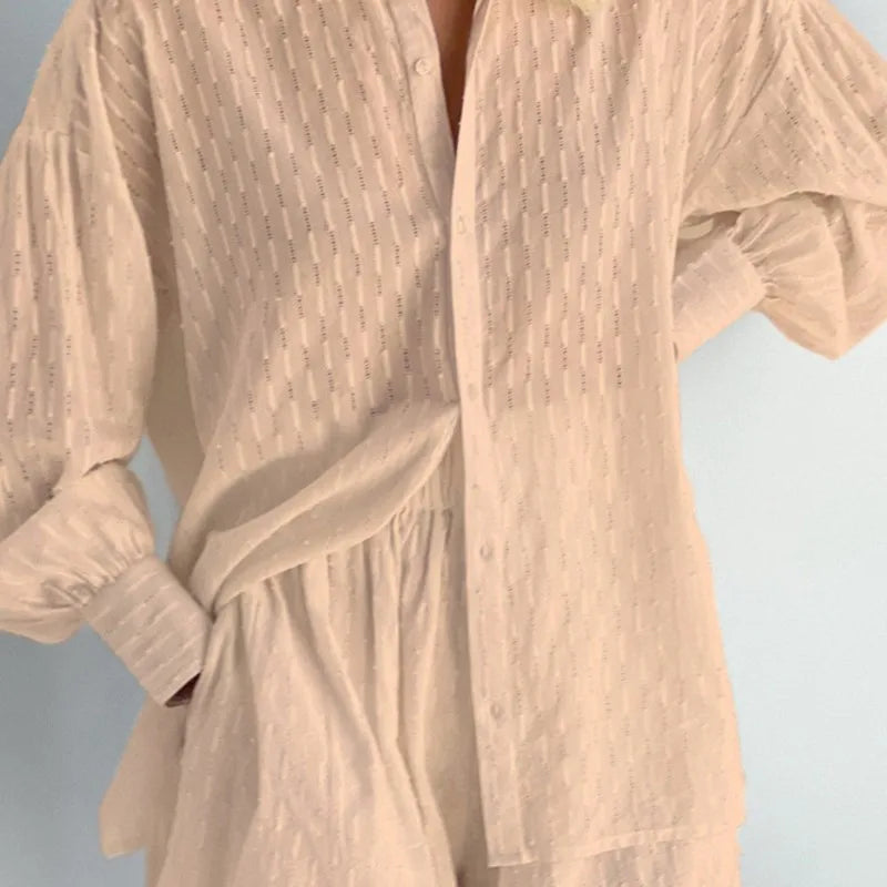Women's Two PieceLong Sleeved Elegant Shirt 2 Piece Sets Suit