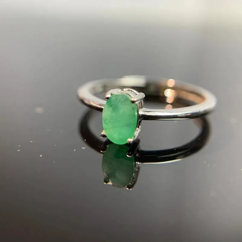 Natural Emerald Fashion Rings Silver Women's Jewelry
