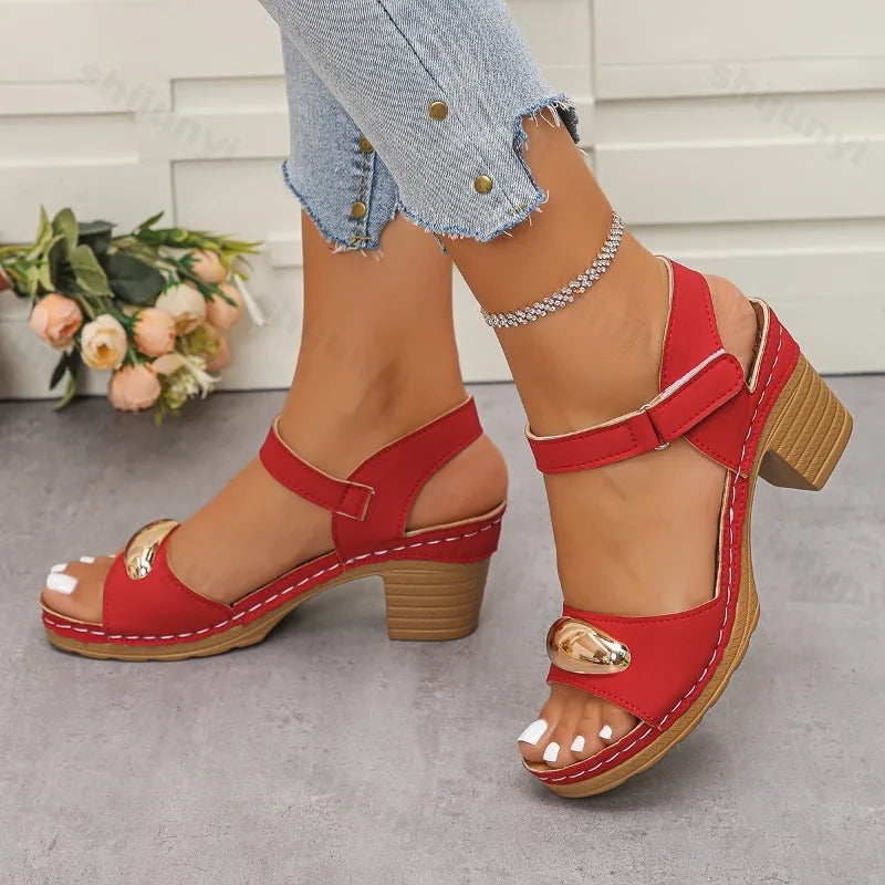 Women's Fashion Sandals New Coarse Heel Leisure Comfortable Open Toes Elegant Sandals