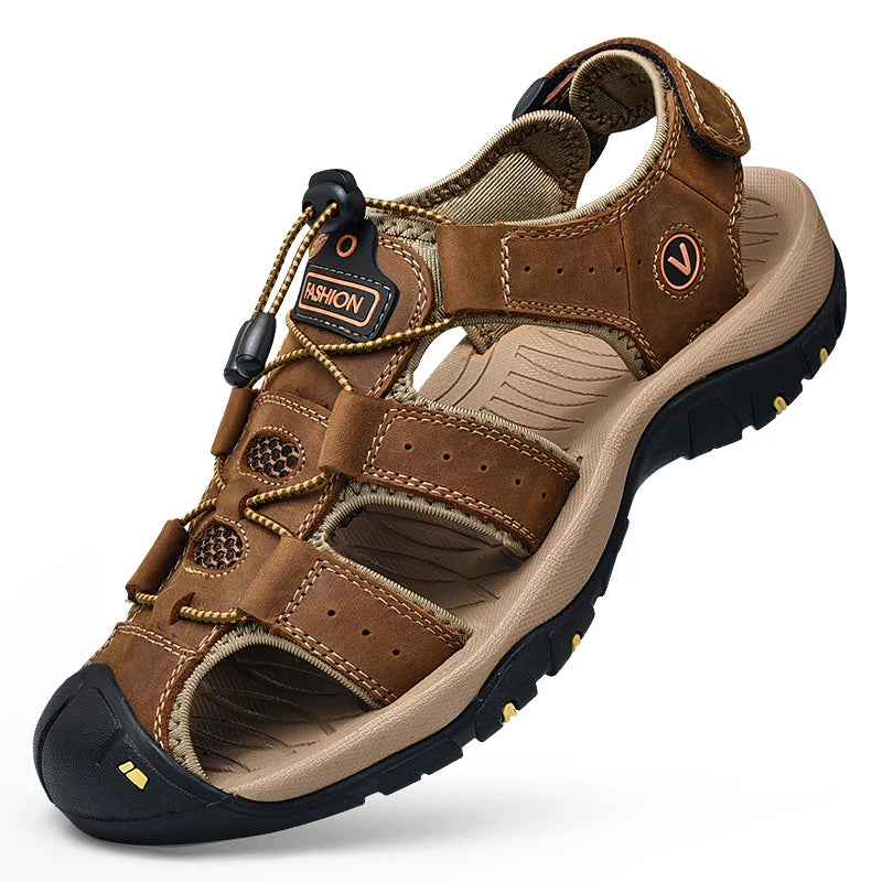 Summer Men Sandals Genuine Leather Mens Casual Shoes