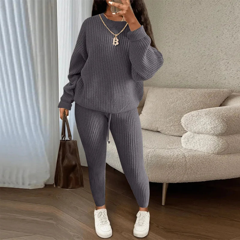 Knitted Sweater Two Piece Set For Women