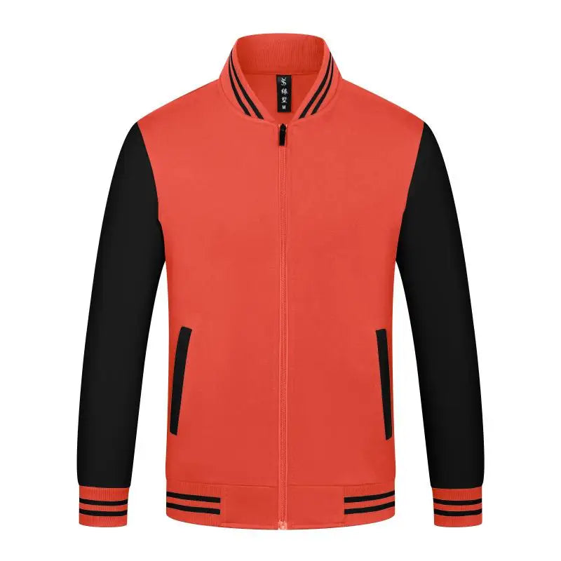 Unisex Varsity Team Baseball Jacket Men And Women Sports Zipper Bomber Coat
