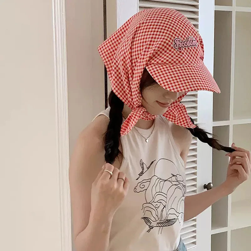 Ladies' Sunshade Hats Plaid Simple Versatile Headwears