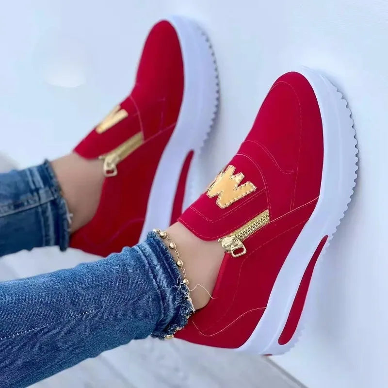 Women Flats Platform Shoes Casual Zipper Sneakers Shoes