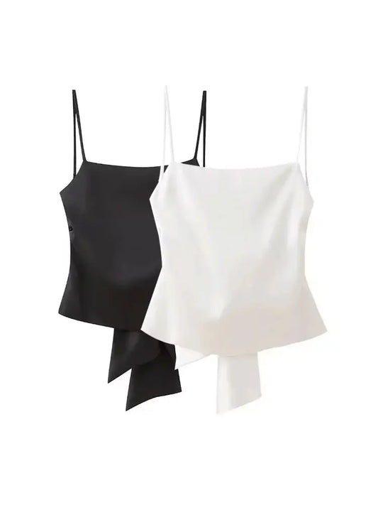 Women's Tank Tops with Tied Back, Straight Neck