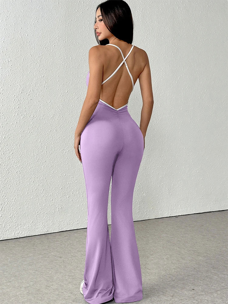 Women's Jumpsuits Streetwear Fashion Slim Sexy Sling Backless Elegant Female Jumpsuits