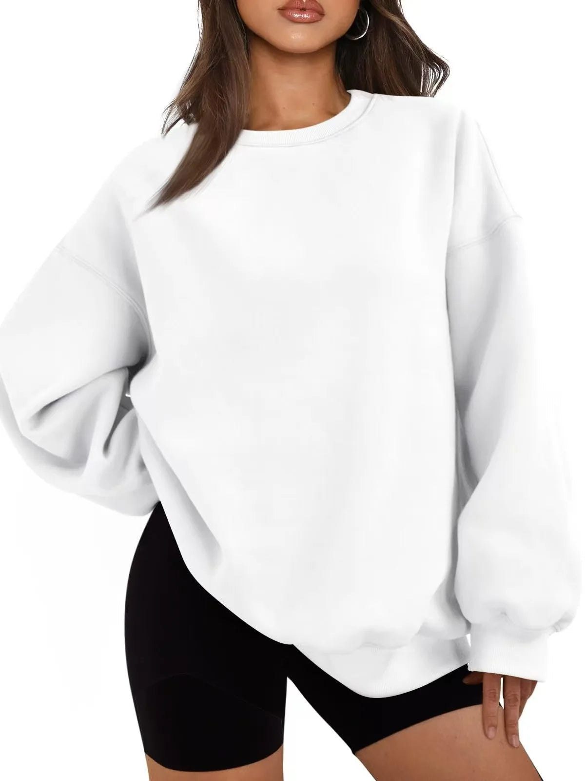 Women's Solid Color Sweatshirt Casual Long Sleeve Crew Neck Pullover