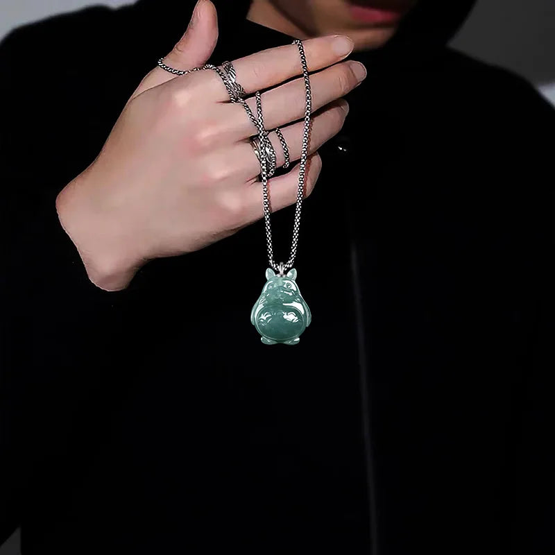 Genuine Natural Jadeite Blue Water Three-dimensiona Pendant