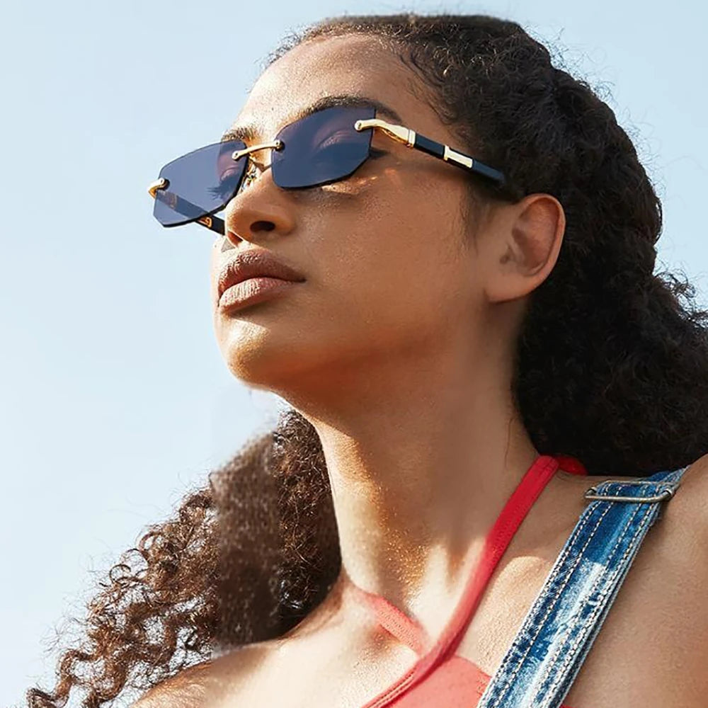 Fashion Rimless Sunglasses Men Women Populare Frameless Sun Glasses