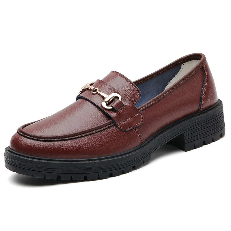 Casual Leather Flat comfortable Mom Shoe
