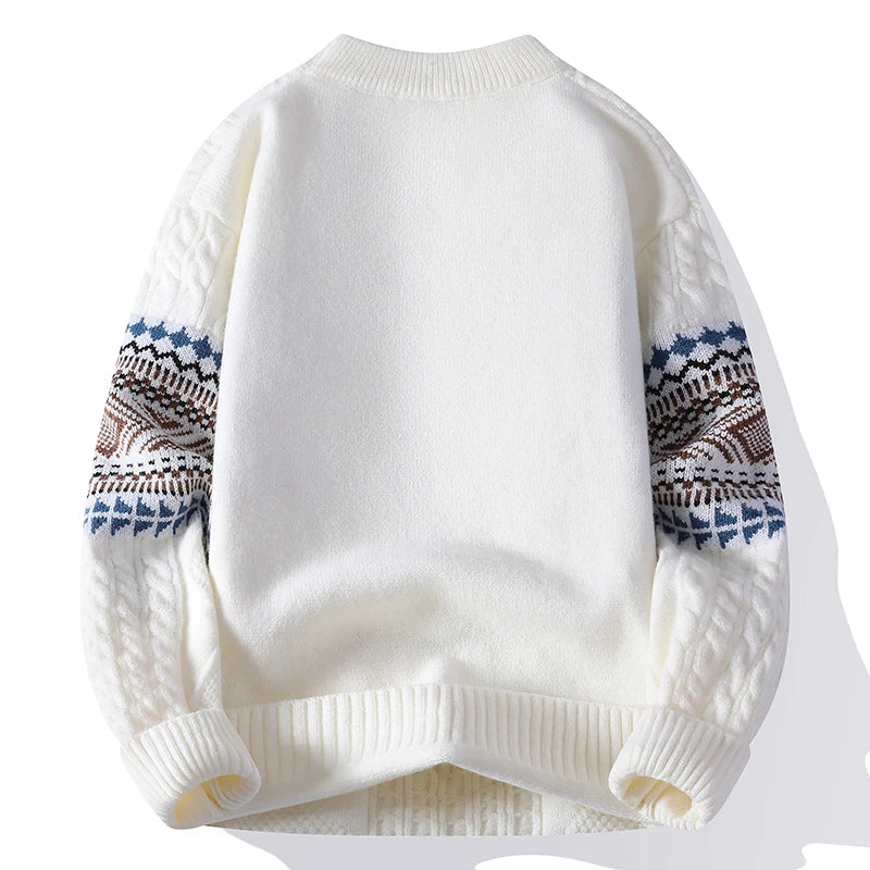 Male Embroidery Pullover Warm Knit Sweater
