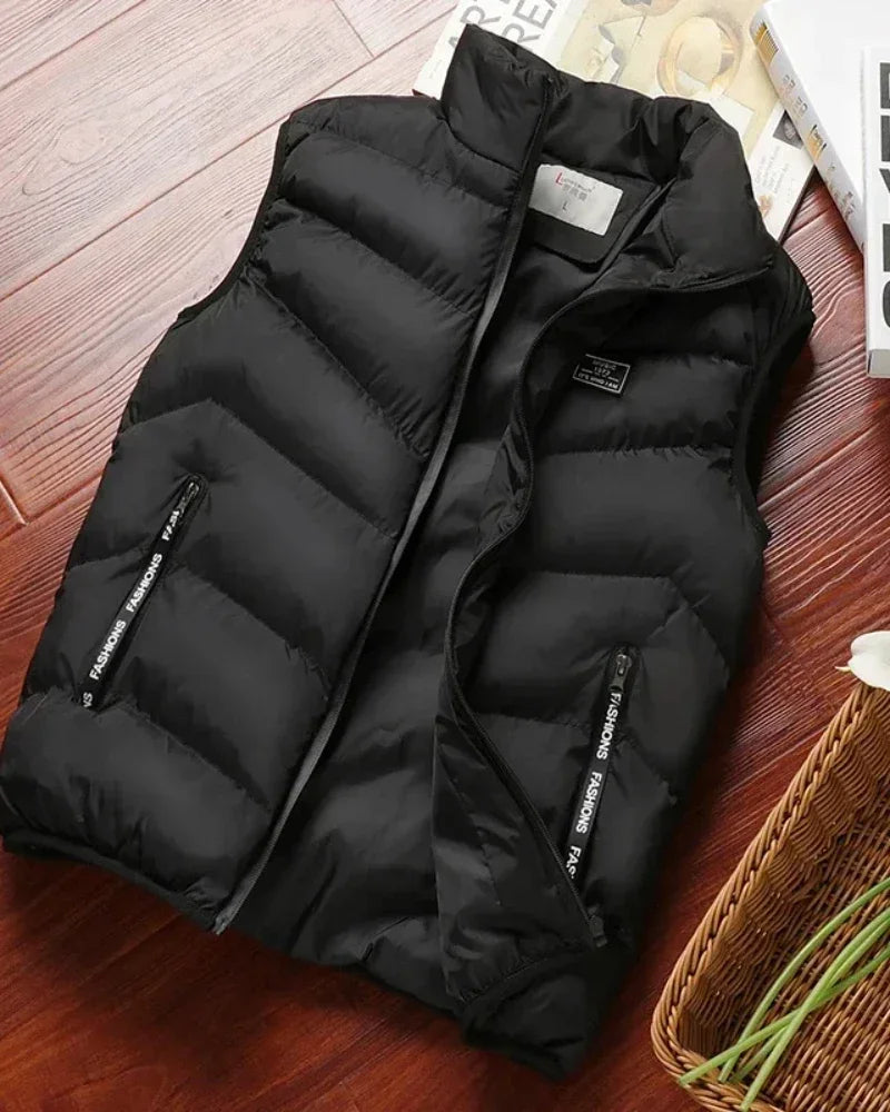 Puffer Sleeveless Coats Mens Solid Color Down Jacket