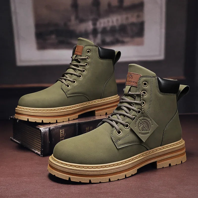 High Top Boots Men's Leather Shoes  Ankle Boots for Men