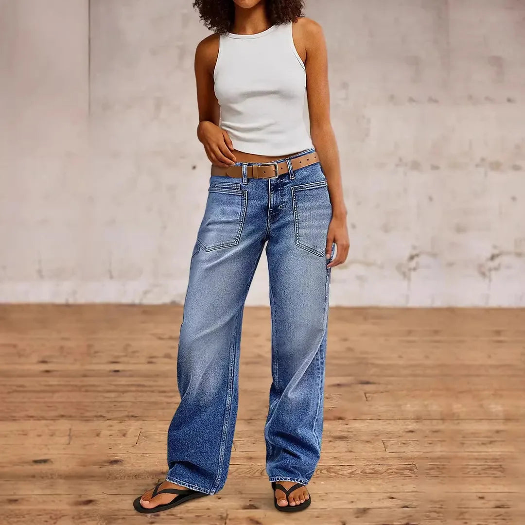 Women's  Denim Pant  Vintage Wide Leg Long Pants