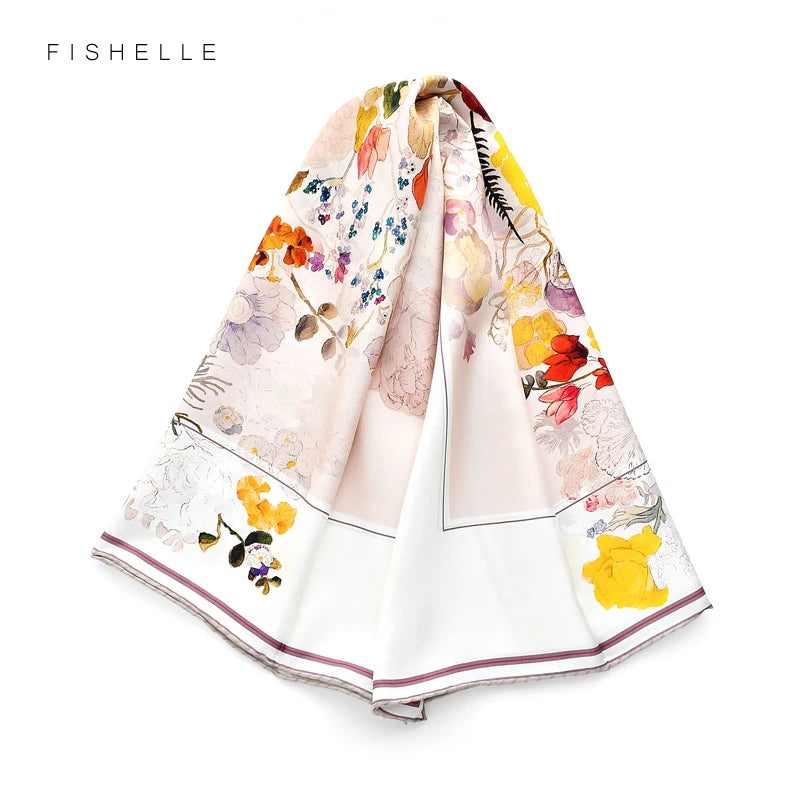 silk twill head scarves women natural silk square hijab shawl ladies warps