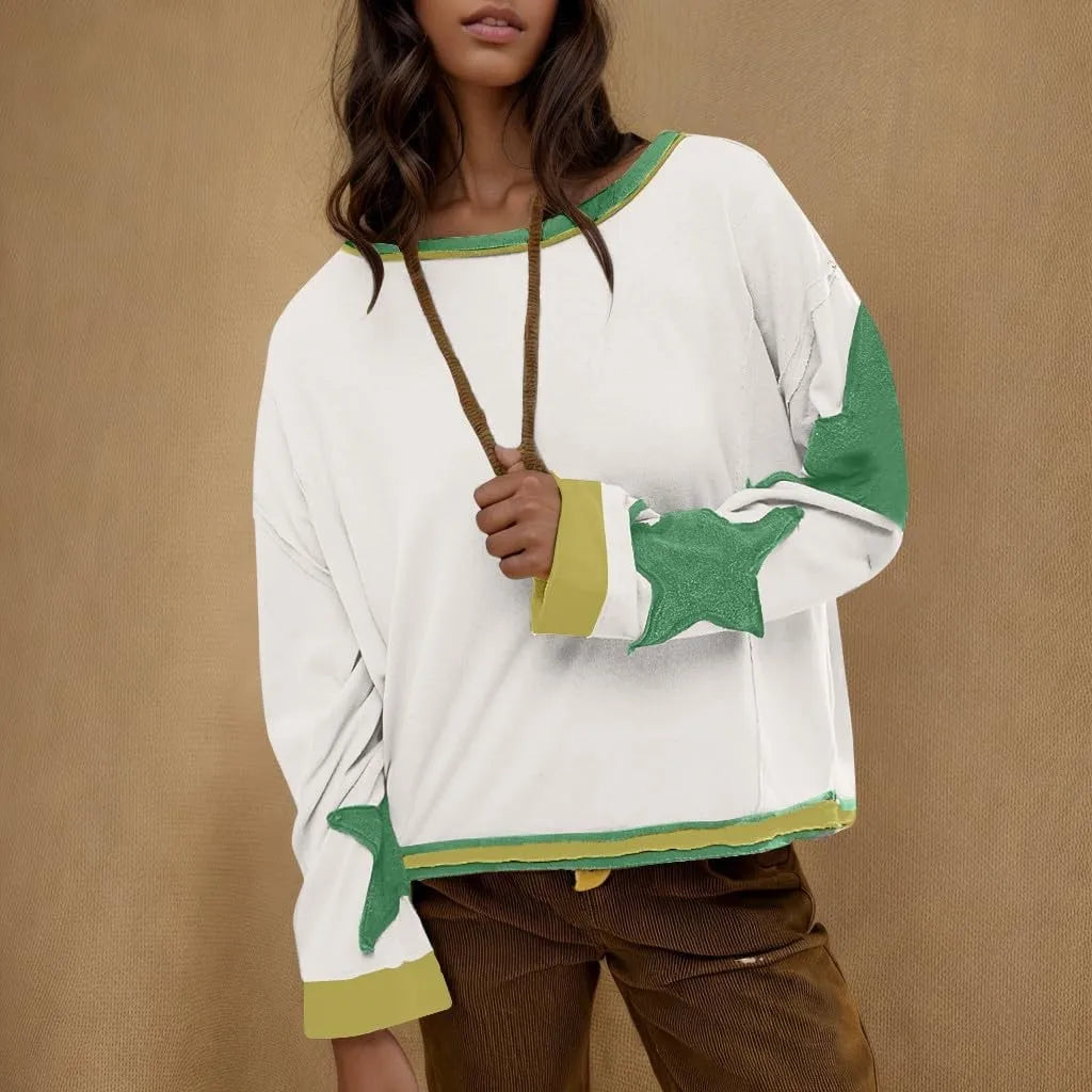 Women's Oversized Sweatshirt Graphic Sweater Long Sleeve Round Shirt Tops