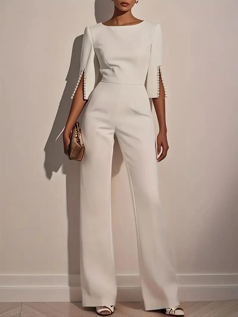 Women's  Casual round Neck Beaded Jumpsuit