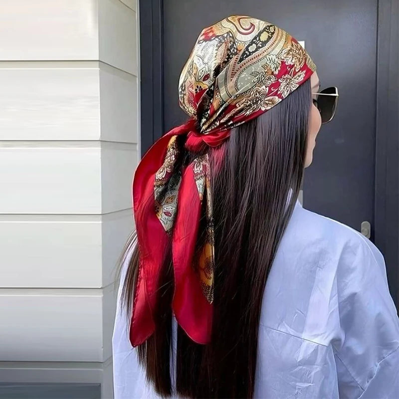 Printed Square Scarf Lightweight Breathable Scarf