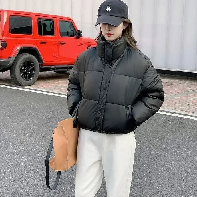 Loose Casual Parkas Woman Solid Color Winter Coat