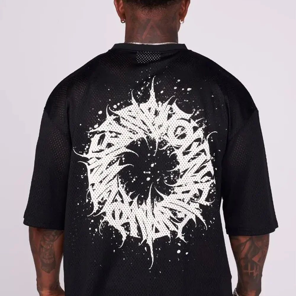 T-shirts Men Summer New Sports  Mesh Round Neck Loose And Comfortable