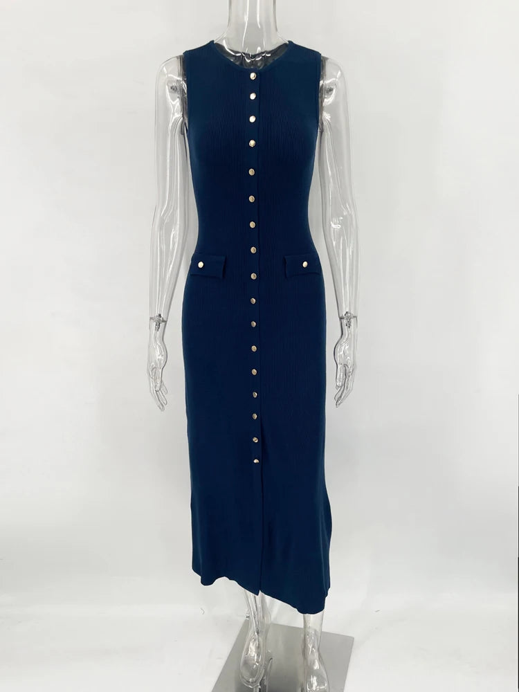 Knit Ribbed Cardigan Maxi High Waist Women's Knitwear
