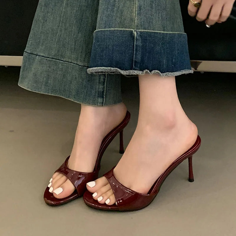Women Slippers Stiletto Heels Shoes Round Toe Ladies High Heels Pumps Shoes