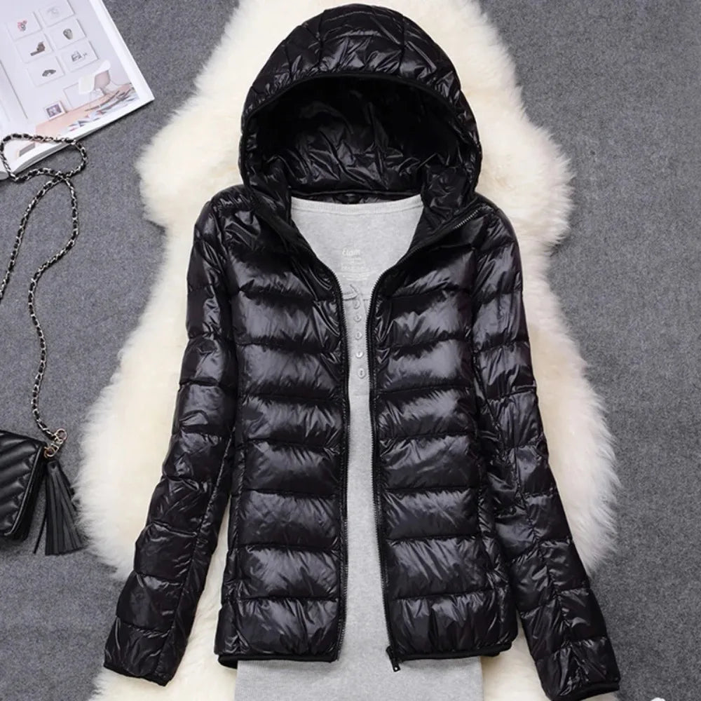 Women Puffer Jacket Ultra Light Weight Packable Hooded Down Coats