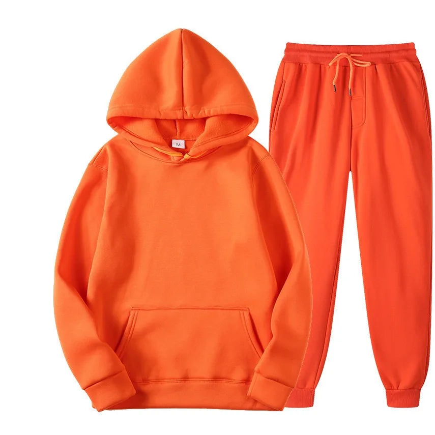 New Solid Color Hoodie+pants Two-piece set