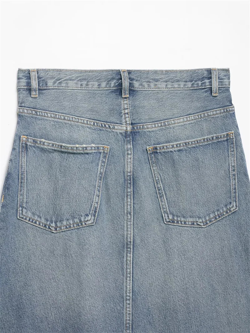 Asymmetrical Denim Skirt for Women Stylish Casual Chic Female Skirts