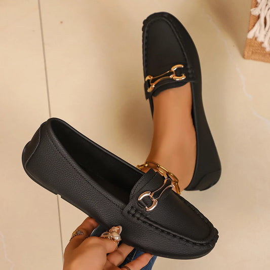 Women Flats  Slip on Round Toe Solid Flat Loafers