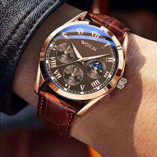 Fashion Men Luxury Watches Mens Business PU Leather Quartz Watch
