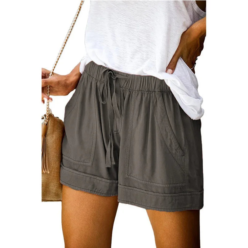 Casual Shorts for Women High Waisted Lace Up Wide Leg Pants