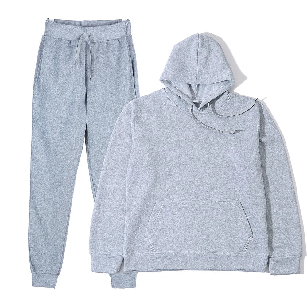 New Solid Color Hoodie+pants Two-piece set