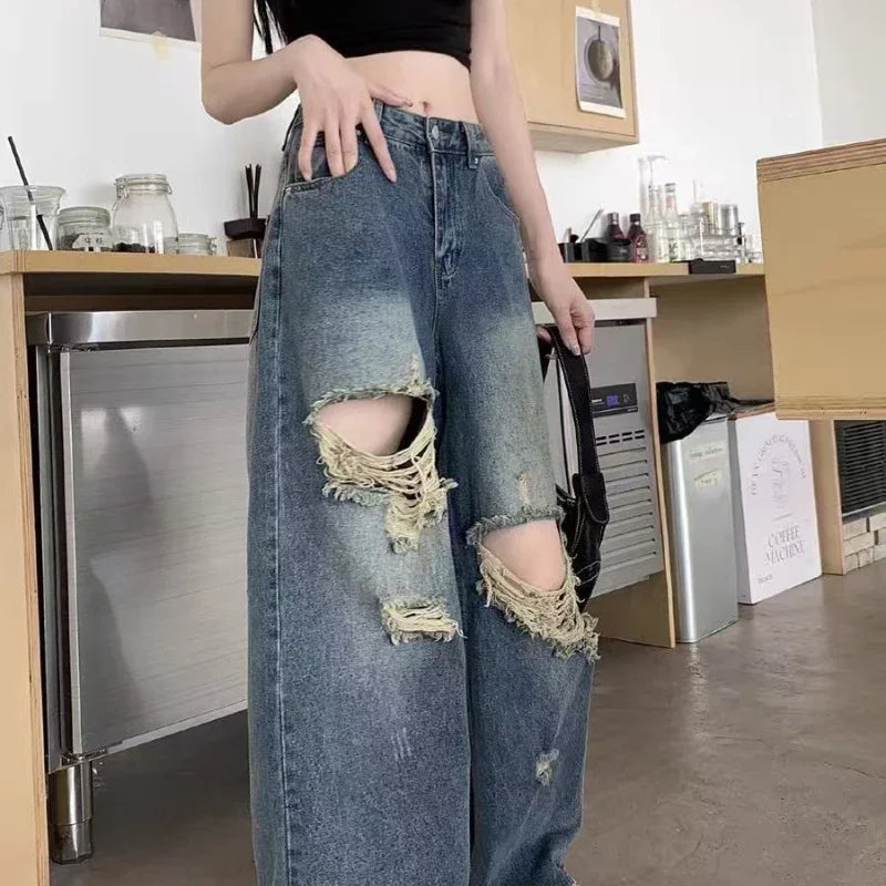 Casual Denim Jeans Vintage Straight Trousers