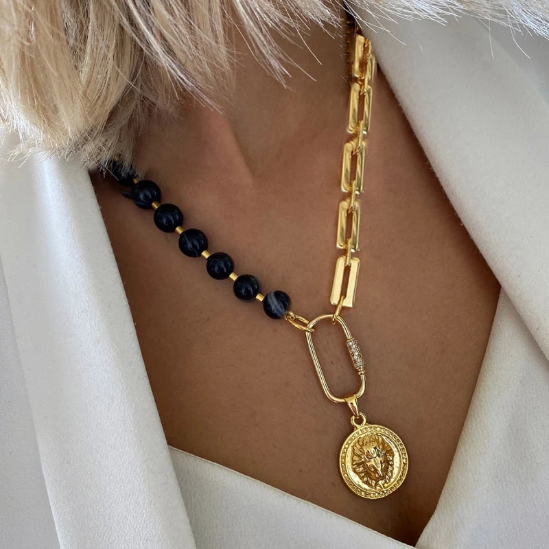 Vintage Round Charm Layered Necklace Women's Jewelry