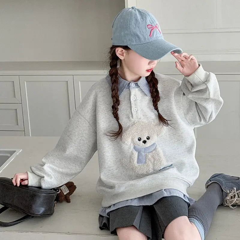 Sweatshirt Girls Two-Piece Polo Hoodie