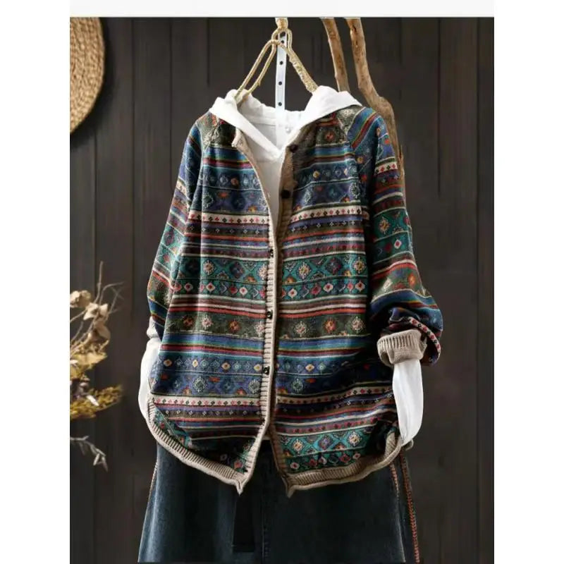 Knitted Versatile Loose Vintage Casual Long-sleeved Top Cardigan