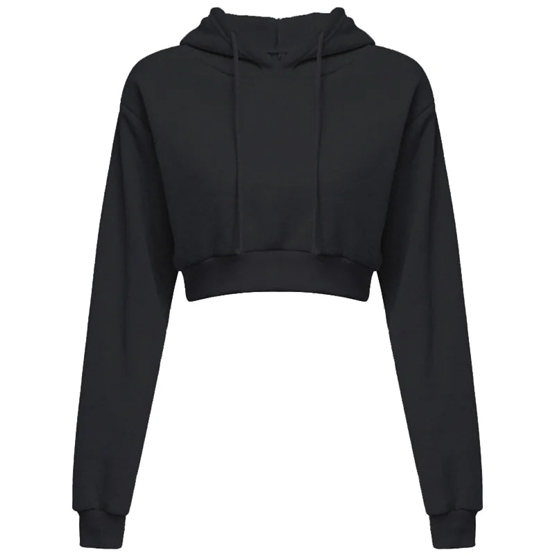 Women's casual solid color hooded sweatshirt with long sleeves