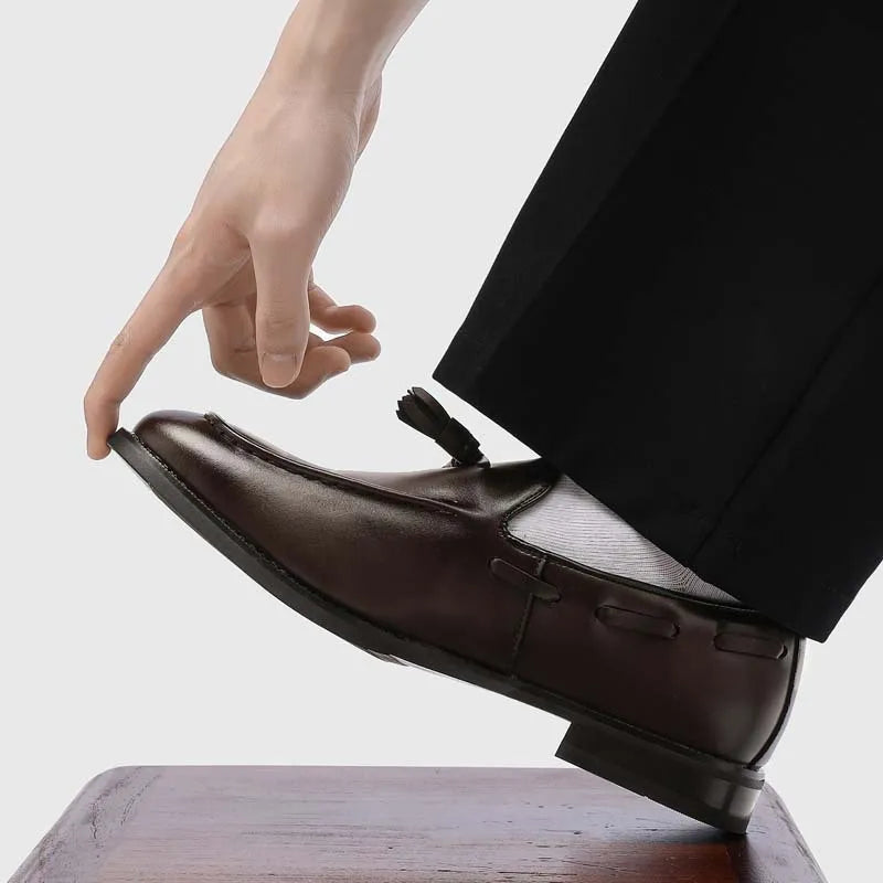 Men's leather shoes. One foot casual loafers Business dress shoes