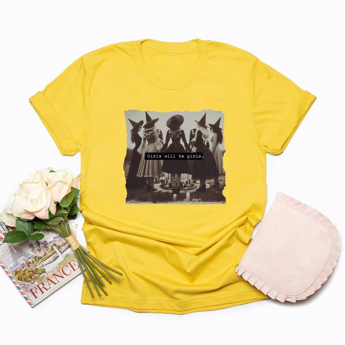 Girls Will Be Girls Female T Shirts Funny Feminist Witch Tshirt Women Rights Feminist