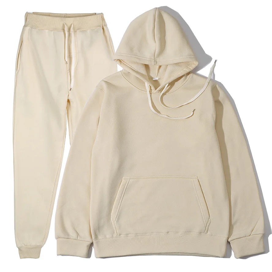 New Solid Color Hoodie+pants Two-piece set