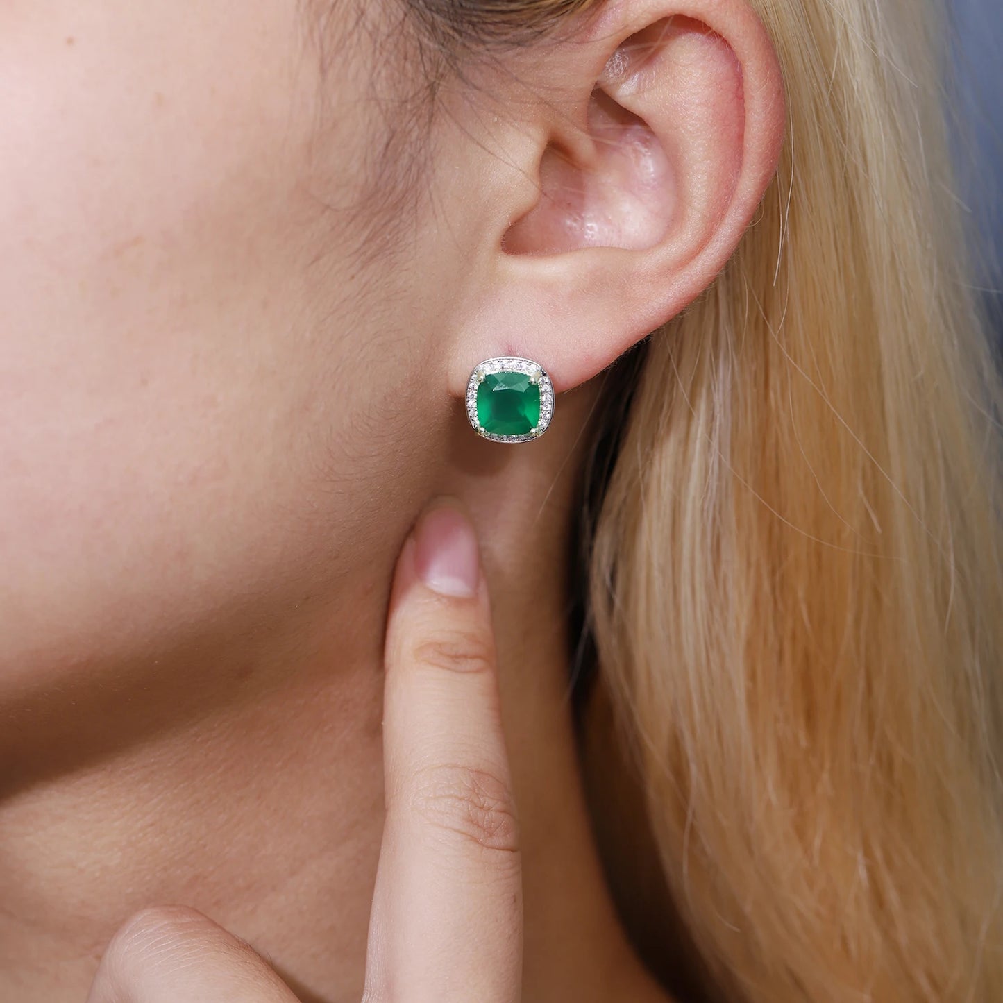 sterling silver original certified green agate stone women's jewelry set