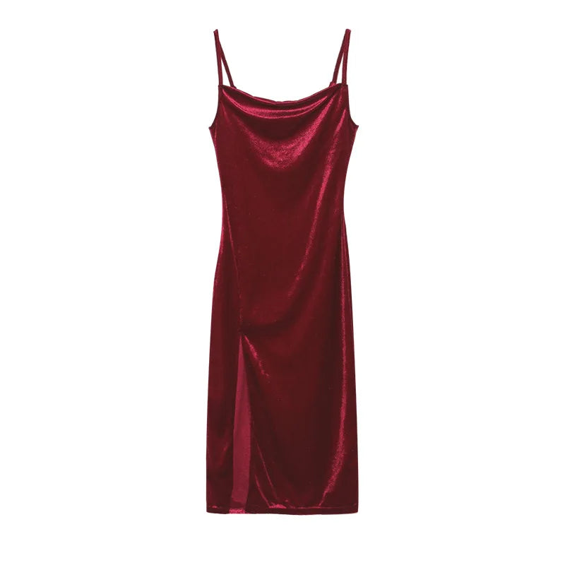 fashion sexy slim fit slit suspender dress