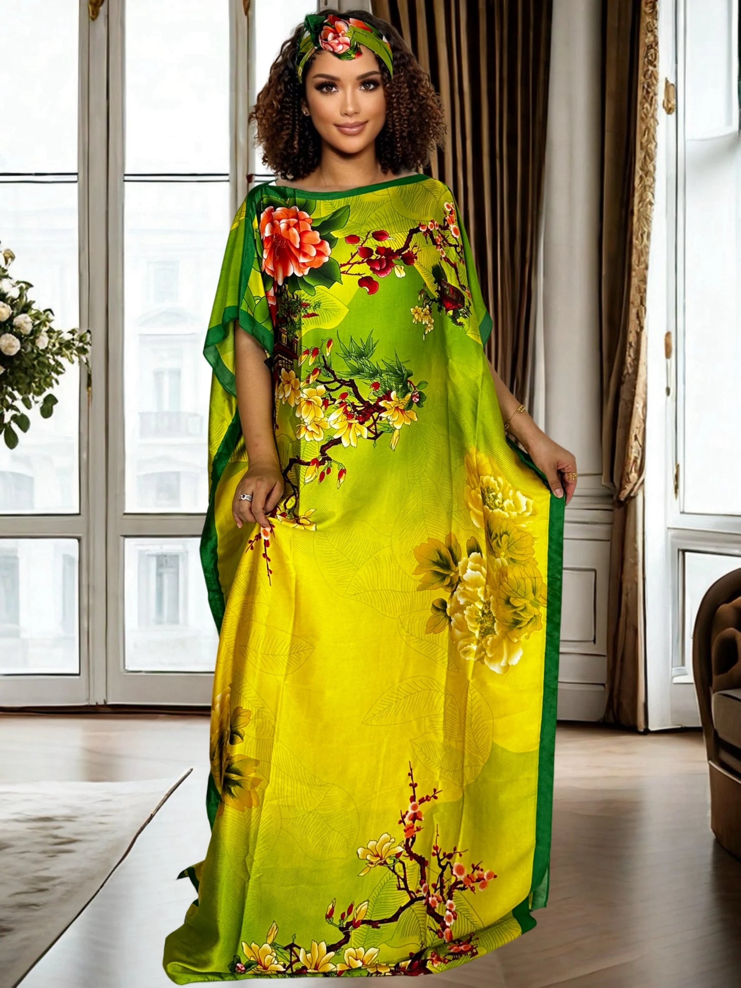 Women Vibrant Floral Print  Kaftan Casual Wear