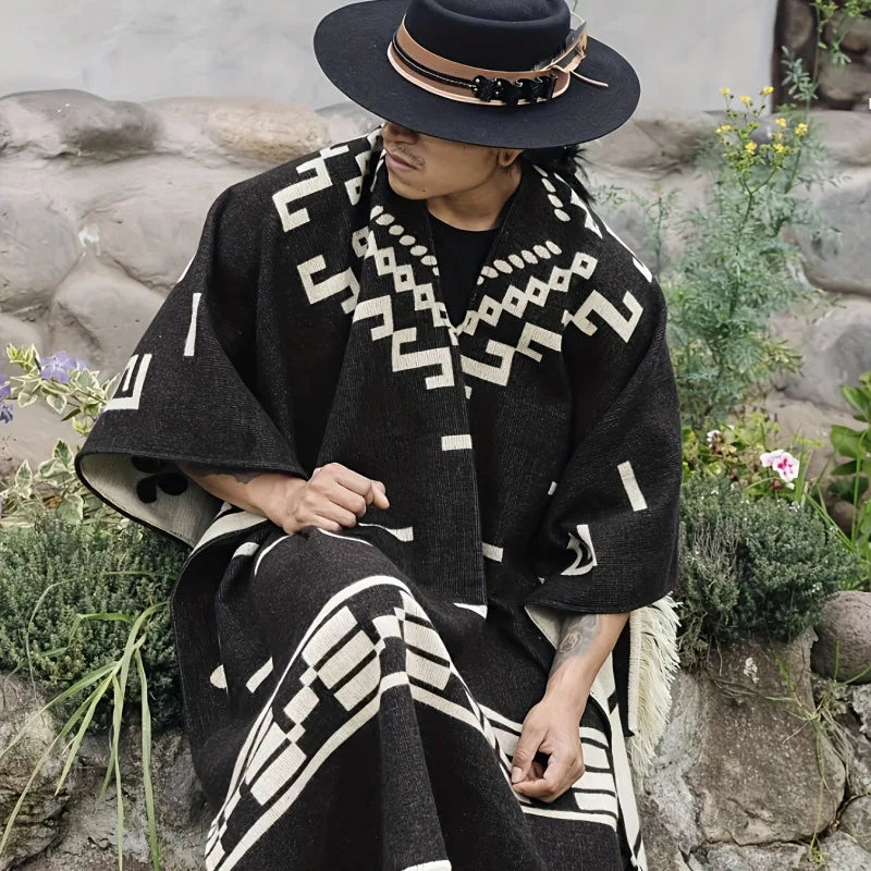 Men's Cape Fashionable Knitted Fringed Pullover