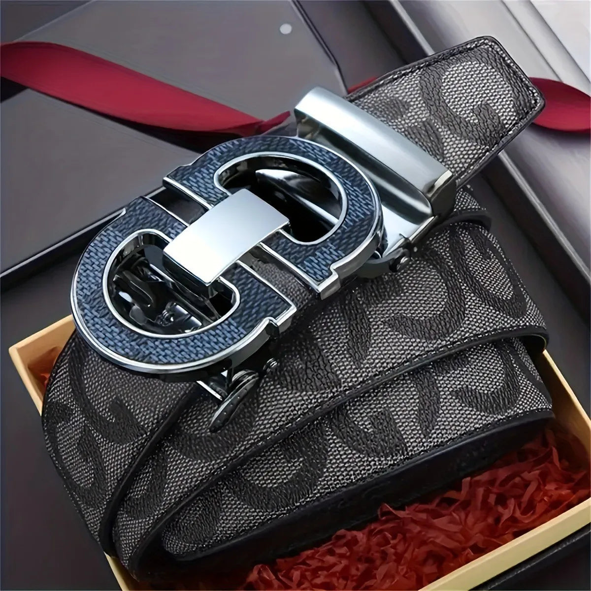 Formal Leather Canvas Belt  Metal Automatic Buckle unisex